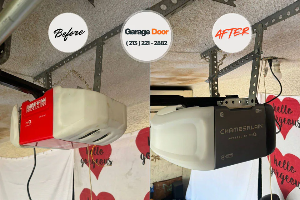 Before and after: garage door repair Signal Hill, CA
